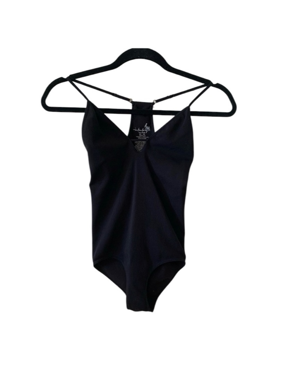 Free People Black Strappy Bodysuit XS Open Back Intimate Lingerie Chic